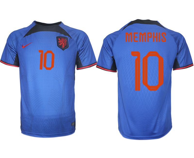 Men 2022 World Cup National Team Netherlands away aaa version blue #10 Soccer Jersey->->Soccer Country Jersey